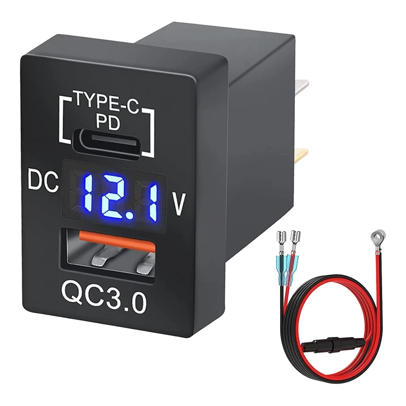 12V-24V USB Outlet Dual Quick Charge 3.0 & PD USB C Port Charger Socket Power Adapter For Car Boat Marine Truck
