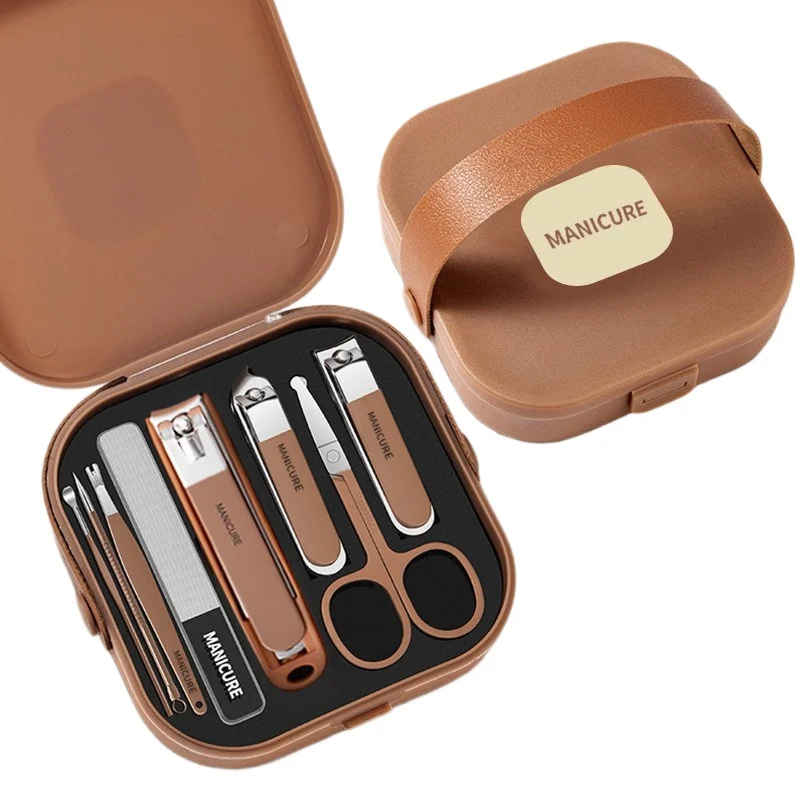 Stainless Steel Nail Clipper Set 8pcs Professional Green Nail Tools Manicure Set Travel Grooming Kit Personal Care Kit