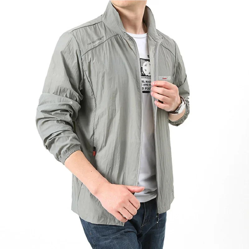 Summer Sun Protection Jacket Men Quick Dry Thin Skin Coat Men Cycling Hiking Fishing Camping Outdoor Sunscreen Jacket Clothing