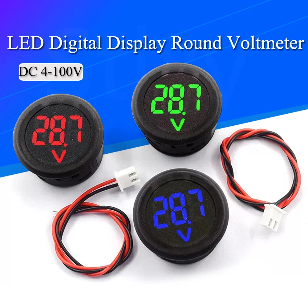 

DC 4-100V LED Digital Display Circular Two-wire Voltmeter DC Digital Voltmeter Head Display Reverse Connection Protection