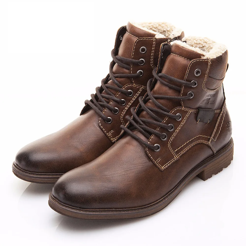

Men's Boots Nice Winter Lace Up Retro Plush Warm Ankle Snow Boots Men's Leather Shoes Retro Fashion Men's Boots Botas Hombre