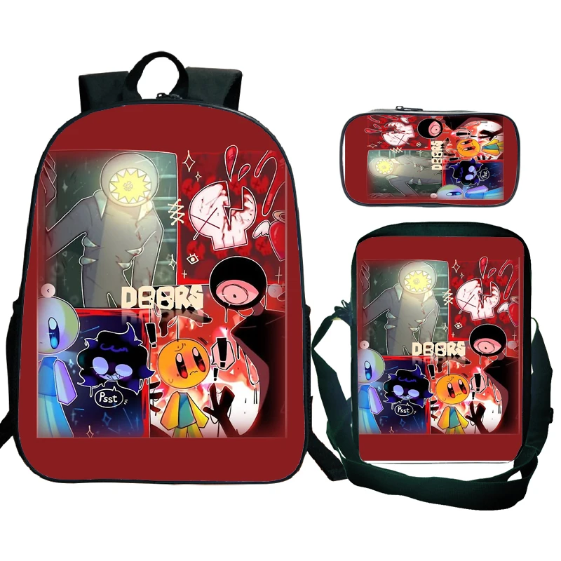 

3pcs Escape From The Door Backpack New Screech Seek Cartoon Children Schoolbag Large Capacity Boys Girls Knapsack with Pen Case