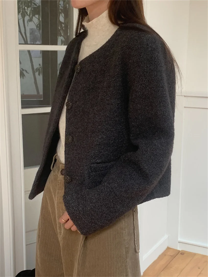 

Женские шерстяные блейзеры Alien Kitty в стиле ретро, новое приталенное повседневное универсальное элегантное рабочее пальто для офиса в стиле High Street, зима 2023