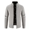 2023 Autumn/Winter Knitted Cardigan Men's Outerwear Stand up Neck Zipper Long Sleeve Coat Jacket Loose Relaxed Sweater 1