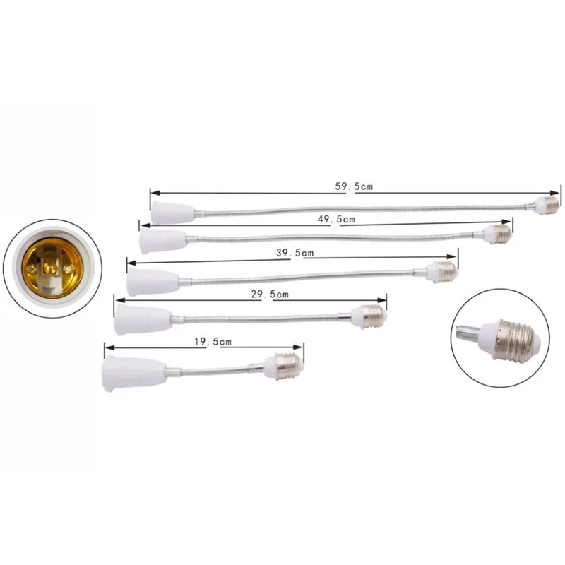 Lamp holder lamp bulb holder socket converter lamp base lamp socket adapter led lamp base lamp socket extender 6 size flexible LED light bulb base E27 to E27 extension extender adapter AC power socket screw holder converters lamp adapter