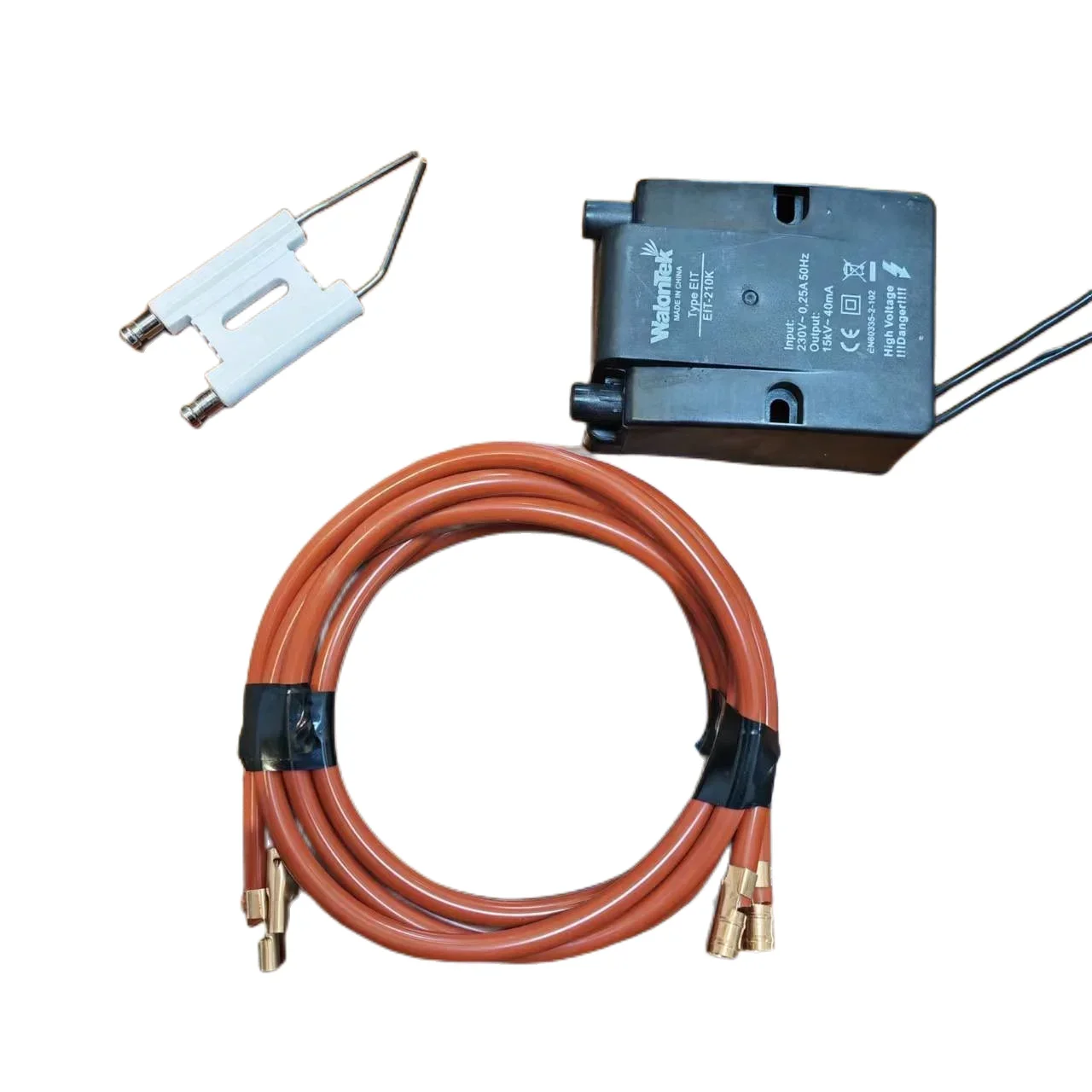 오일 버너 WalonTek EIT-210K 연료 점화 변압기, 고전압 와이어 및 점화 바늘 포함-220V 입력 및 15KV 출력