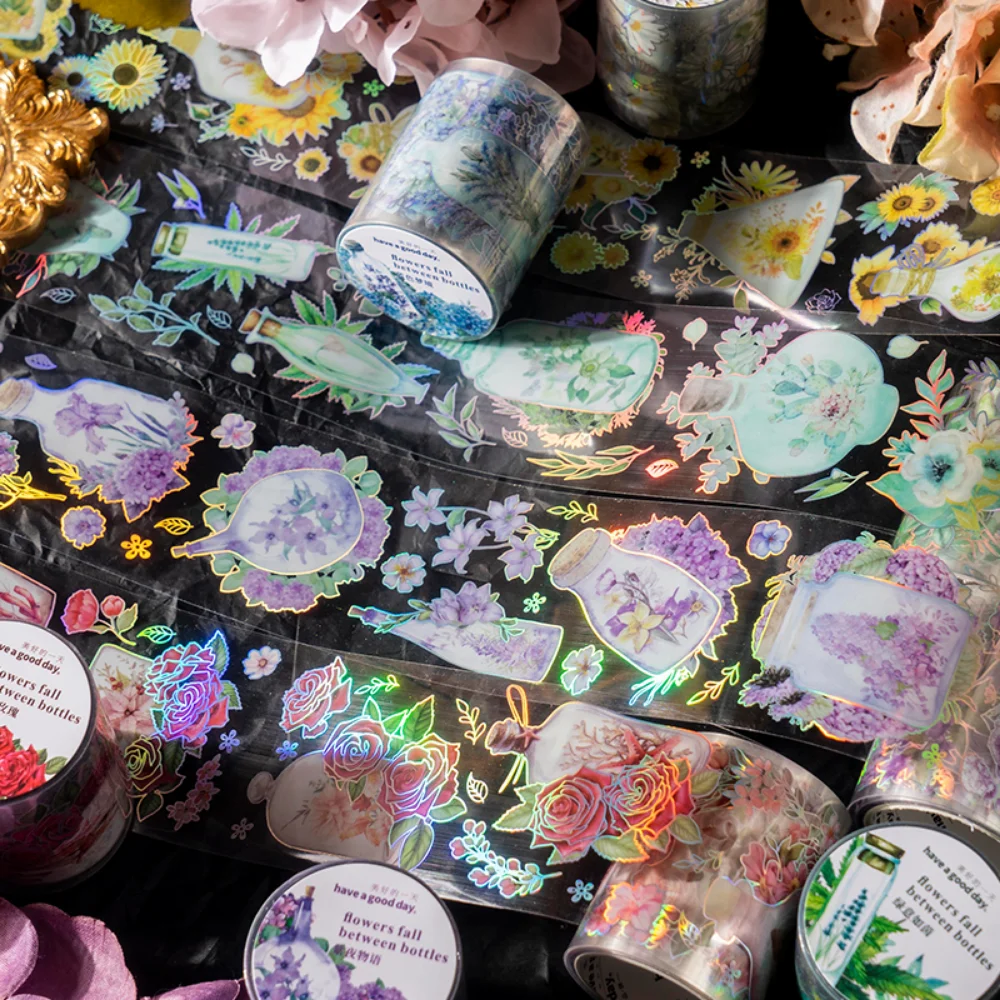 Mr. Paper 6 Style 300cm/roll Aesthetic Flower PET Tape Creative Vase Hand Account Material Decorative Stationery Tape