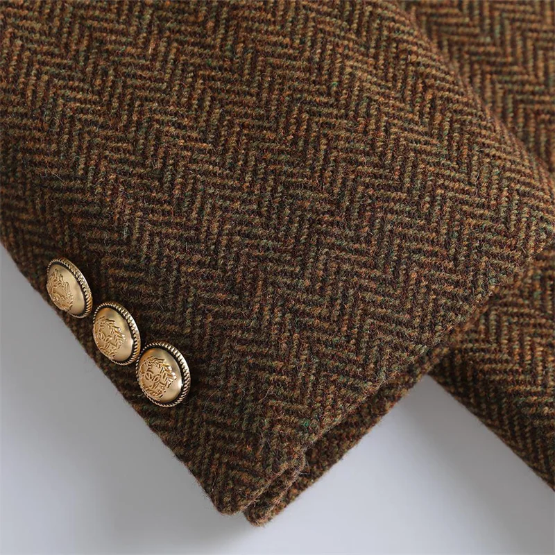 Comes With Belt A Vintage Wool Jacket For Women Autumn And Winter 2024 New Popular Seasonal Green Temperament Top Female Blazer 4