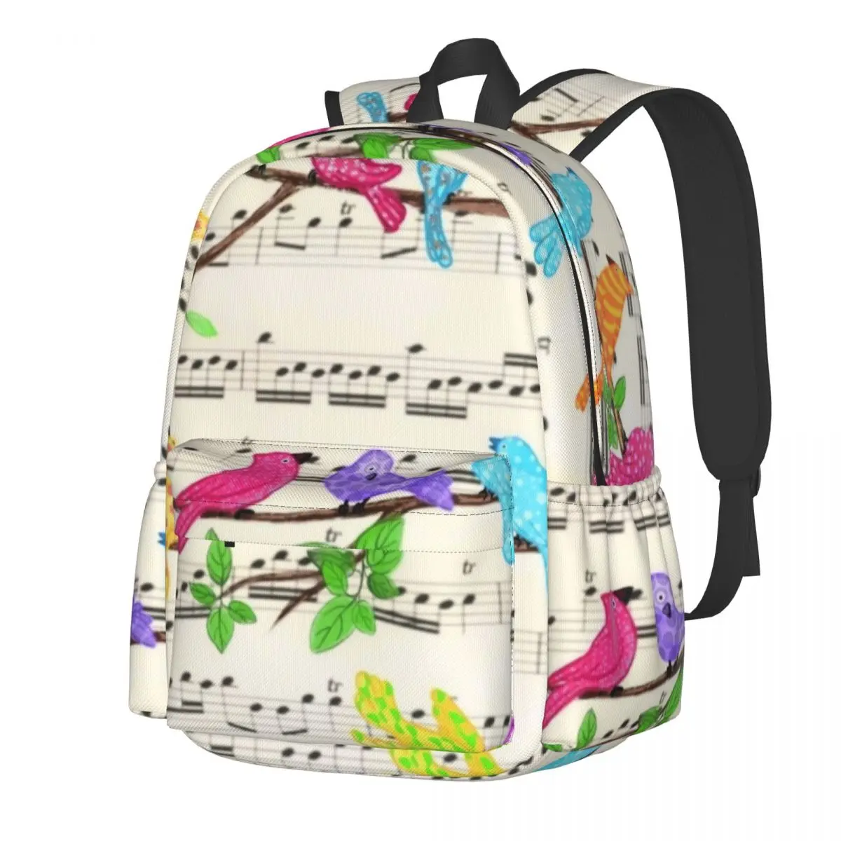 

Happy Music Backpack Cute Colorful Musical Birds Outdoor Backpacks Gril High Quality Print High School Bags Fun Rucksack