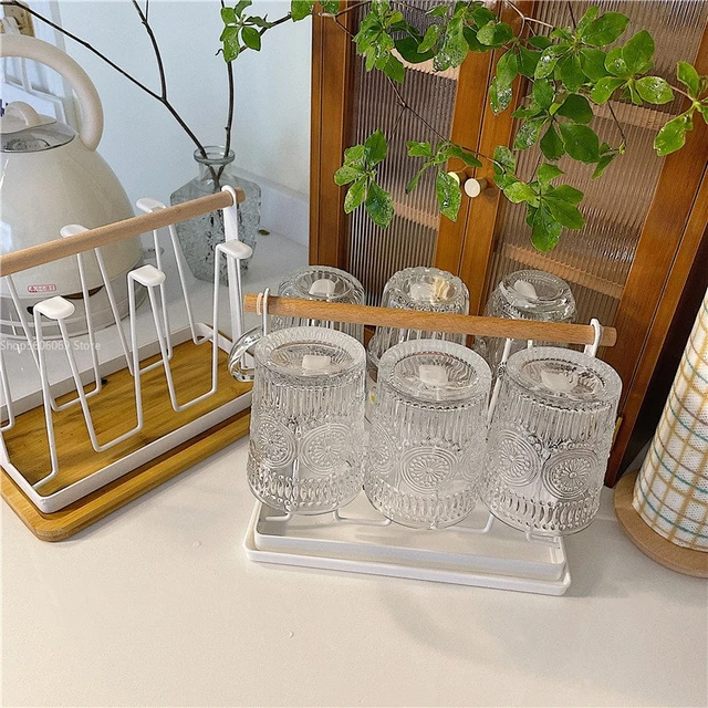 Wrought Iron Cup Drying Rack Stand Non-Slip Metal 6 Hook Cup Dryer Storage Rack  Glass Cup Holder Household Cups Organizer - AliExpress