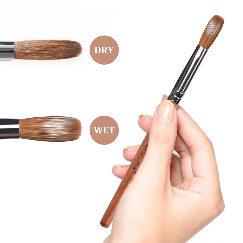 KADS 1pc Kolinsky Sable Acrylic Brush UV Gel Carving Pen Brush Liquid Powder DIY Nail Drawing Flat Round Red Wood Nail Art Brush 3