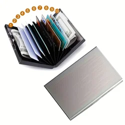 Sleek RFID - Blocking Metal Wallet - Secure Card Holder with Multiple Slots (Silvery - 10 cards)