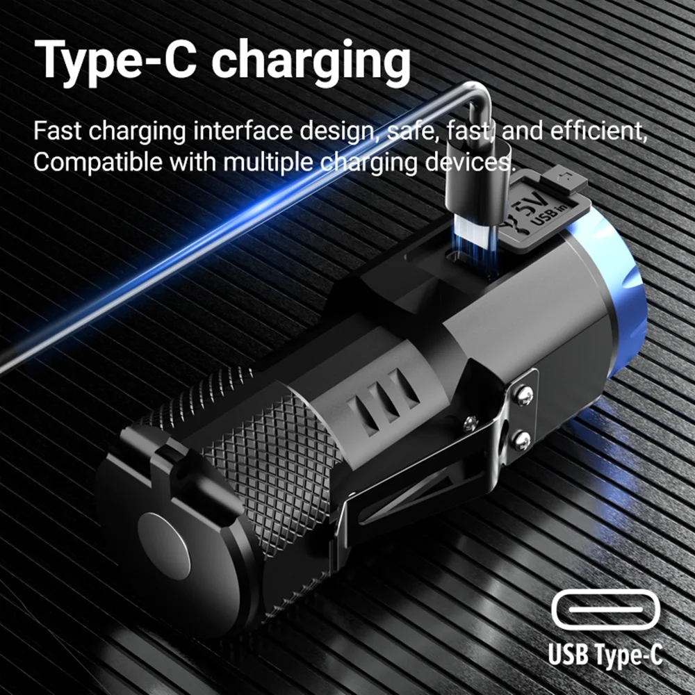 6500k 8x P35 Led 높은 밝은 미니 팜 작은 손전등 USB 충전 COB 사이드 라이트 자석 하이킹 캠핑 홈 작업 Repai 토치