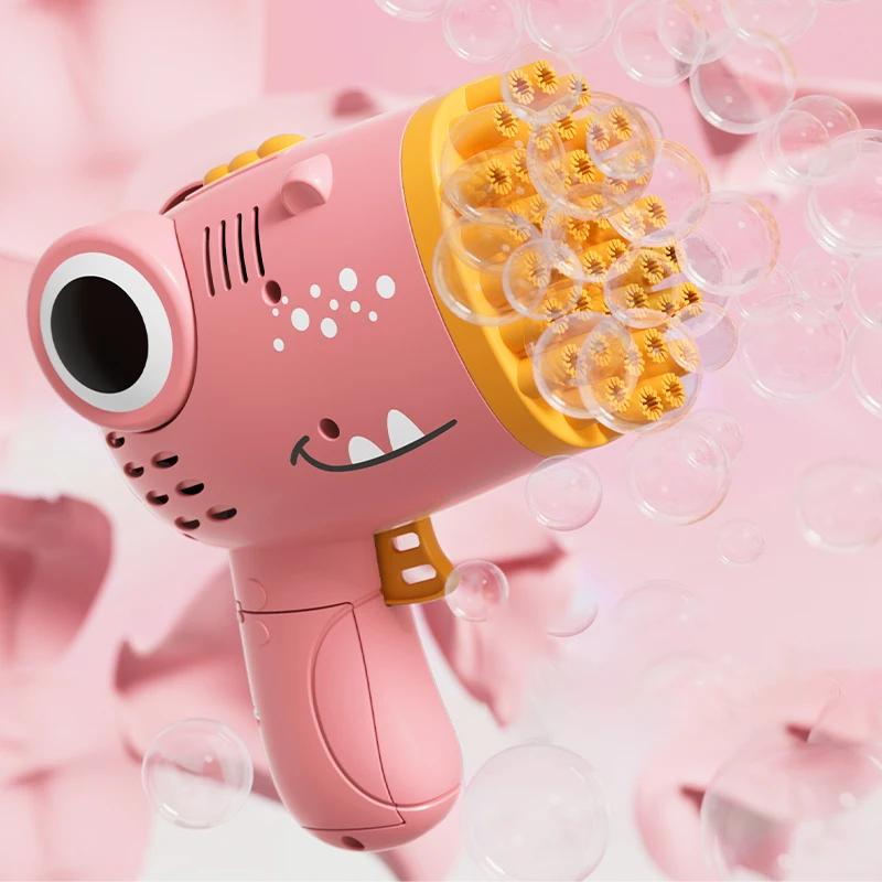 40 hole Dinosaur Bubble Gun Children's Bubble Gun Handheld Fully Automatic Bubble Machine without battery and bubble water