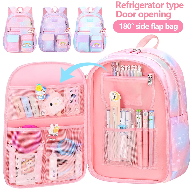 

school bags for girls kid Side-opening Waterproof Gradient Color Light-weight Children School Backpack キッズ　リュック рбкзак школьный