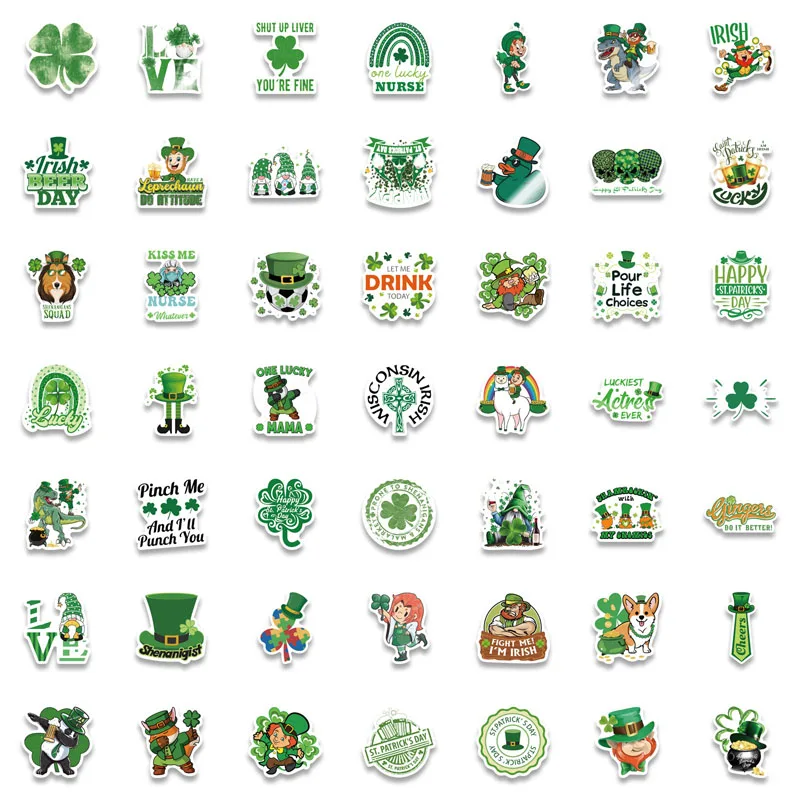 

100Pcs Irish Carnival St Patrick's Doodle Sticker Waterproof Uv Varnish Stickers for Body Motorcycle Luggage Notebook Water Cup