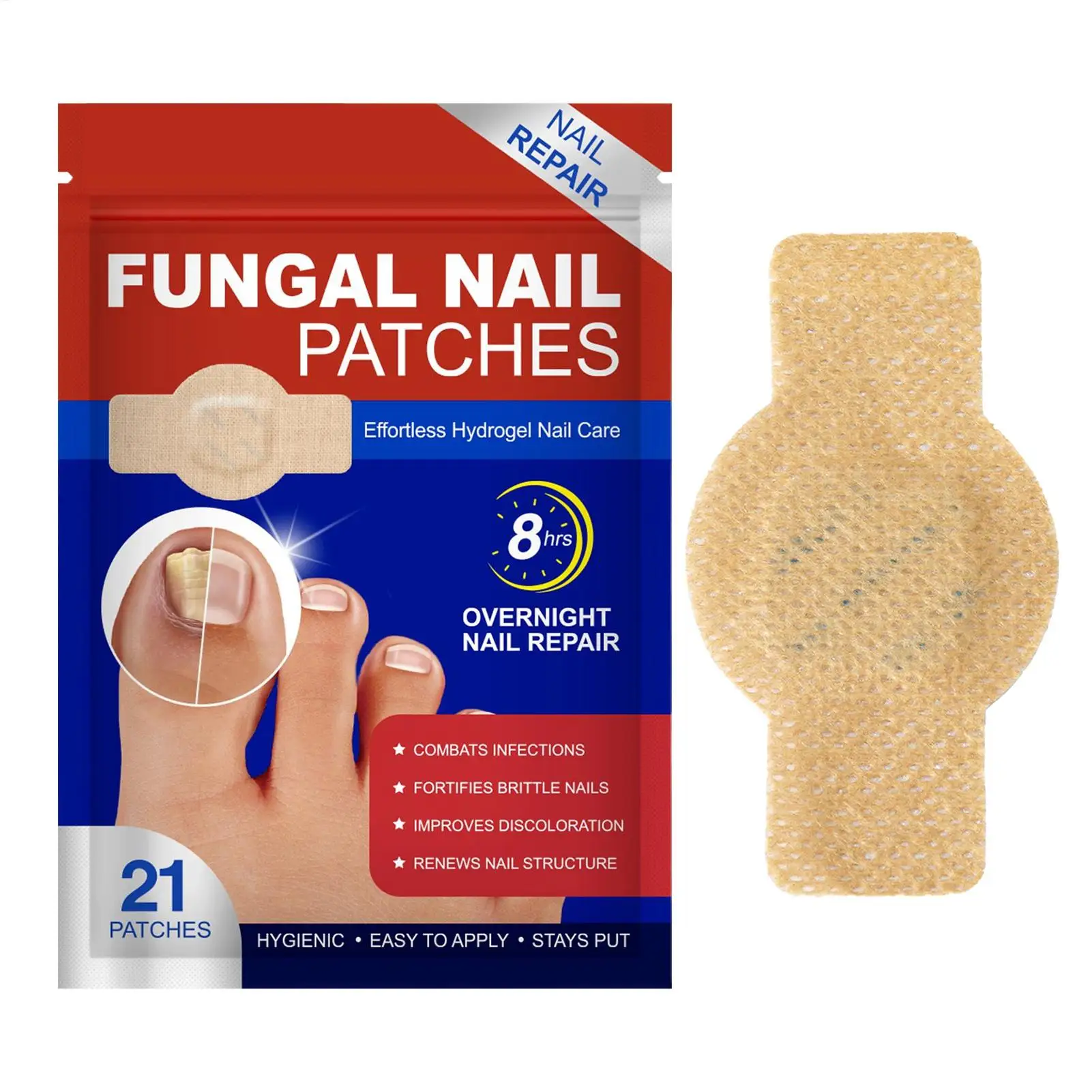 21Patches/bag Toenail Fungus Patch Waterproof Nail Repair Patches Nail Ingrown Correction Stickers For Fungal Nail Patches