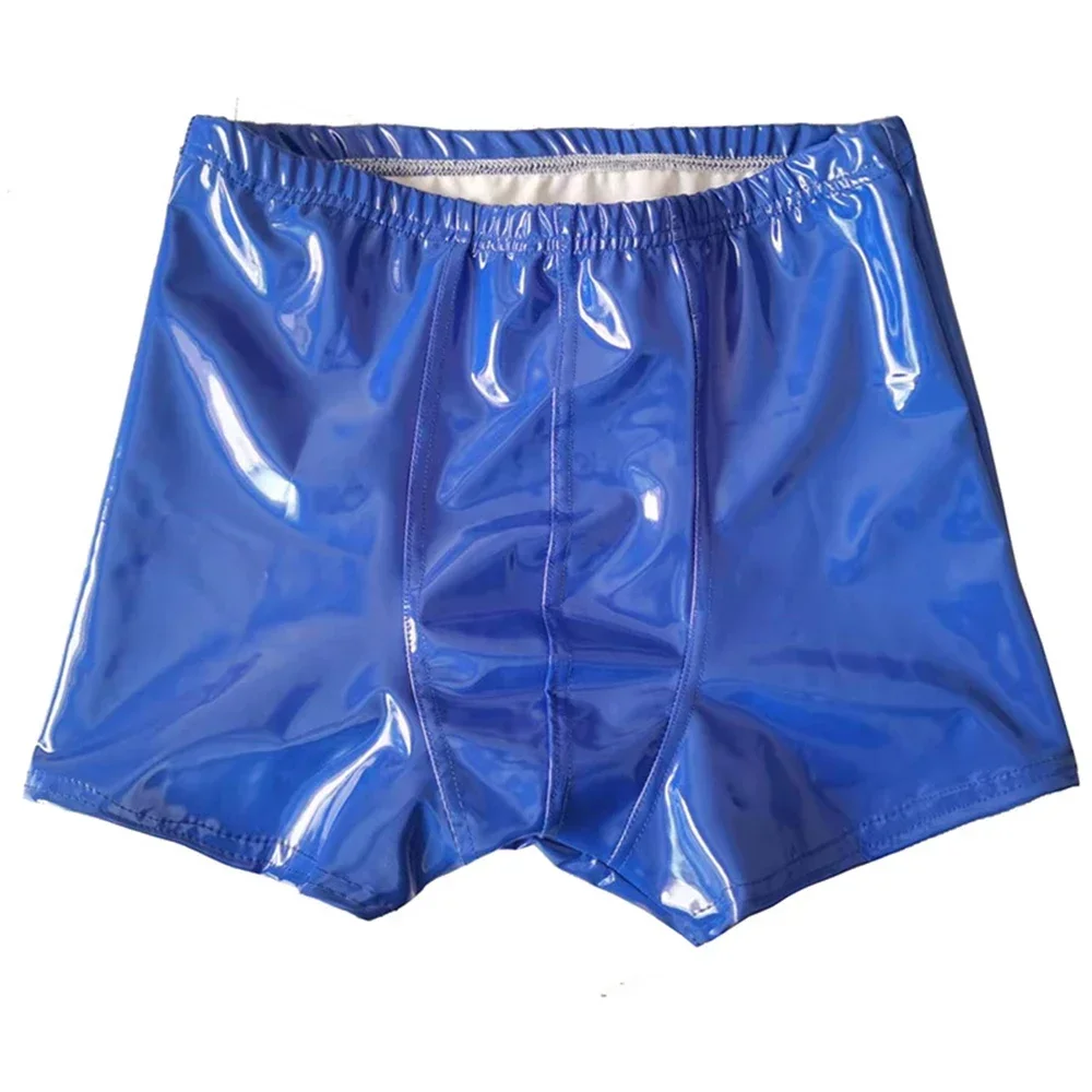 Men Sexy Leather Boxer Briefs Shorts Faux Leather Hot Pant Underwear Underpants Short Pants Pole Dancing Costume Rave Clubwear