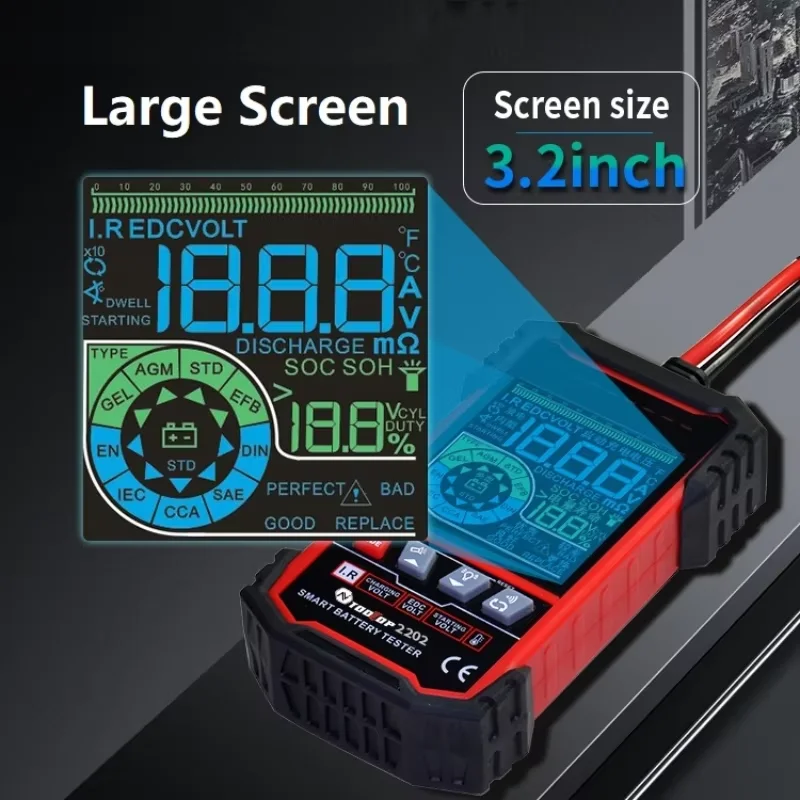 TOOLTOP ET2202 ET2201 Car Battery Tester Battery Load 12V 24V Battery Voltage Internal Resistance Detection Battery Analyzer 5