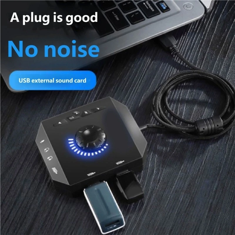 USB 외부 사운드 카드 플러그 앤 플레이 사운드 어댑터 책상에 드라이버 필요 없음