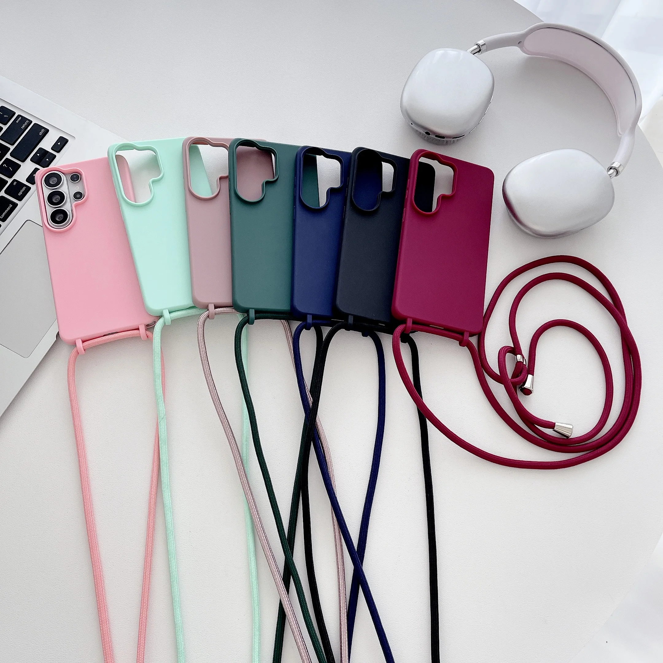 Versatile Necklace Crossbody Strap Phone Case with Soft Silicone Lanyard Cover