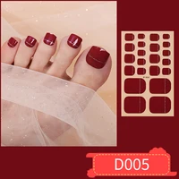 Harunouta Red Toe Semi-Cured Gel Nail Sticker Curing-free Wraps Adhesive Toenail Polish Strips Solid Color Full Cover Stickers 1