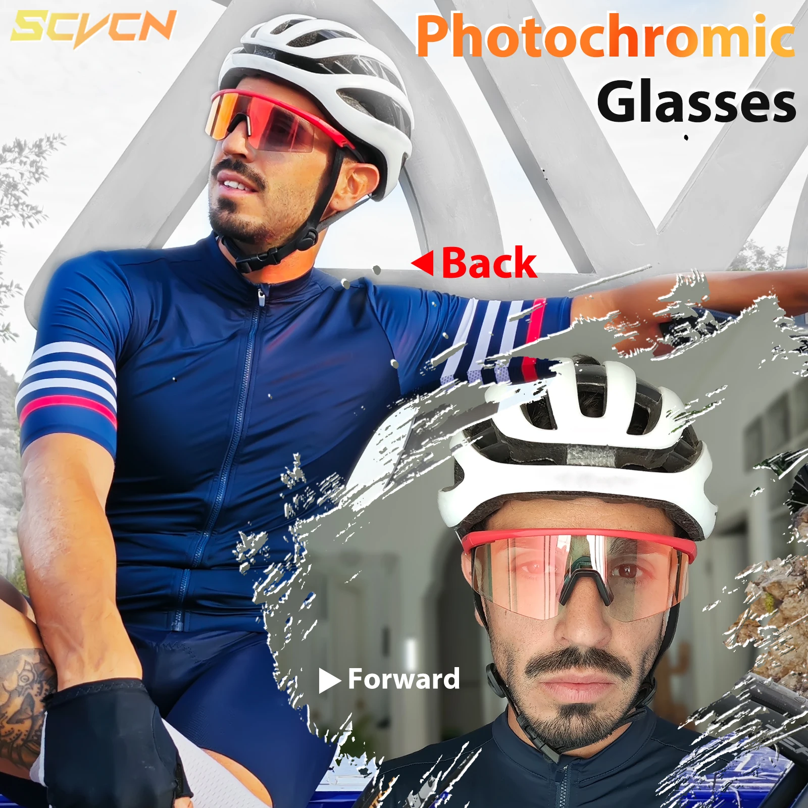 SCVCN Outdoor Photochromic Sunglasses Men Women Bicycl Cycling Glasses Sports MTB Driving Bike Eyewear Hiking UV400 Goggles New