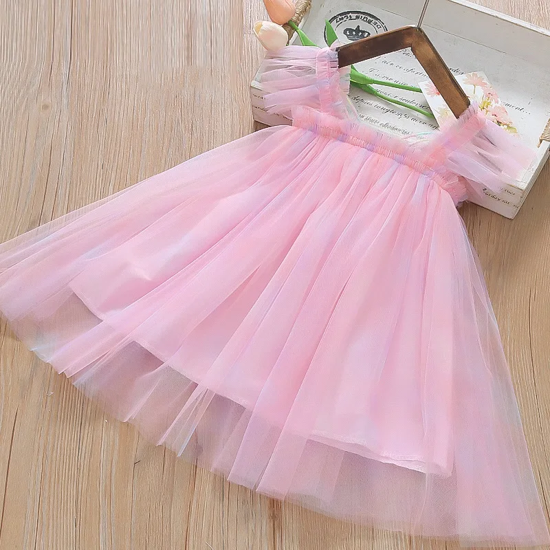 Gaze Schmetterling Kleid für Baby Mädchen Regenbogen Fee Prinzessin Kleid Kinder Geburtstag Party Kleid – Detail 6