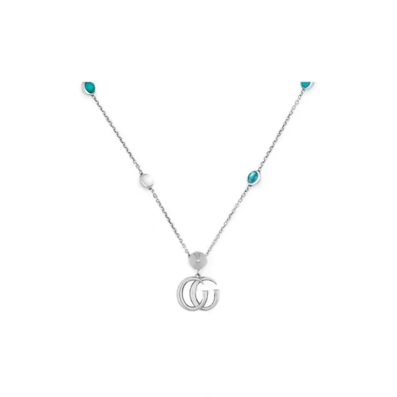

Винтажное ожерелье из серебра 925 пробы для мужчин и женщин, ожерелье с двойным G, высококачественное роскошное модное индивидуальное ожерелье для пар