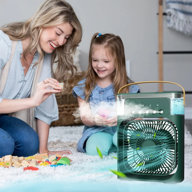 Humidificateur d'air portable 4 en 1, ventilateur de refroidissement USB,  veilleuse LED 6 pouces, brumisateur d'eau, vaporisateur électrique amusant