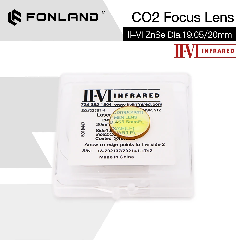 II-VI Infrarot-CO2-Laserfokuslinse Ø 19,05mm 20mm fl 38.1/50.8/63.5/76.2/101,6mm für CO2-Laserschneidmaschinenlinsen znse