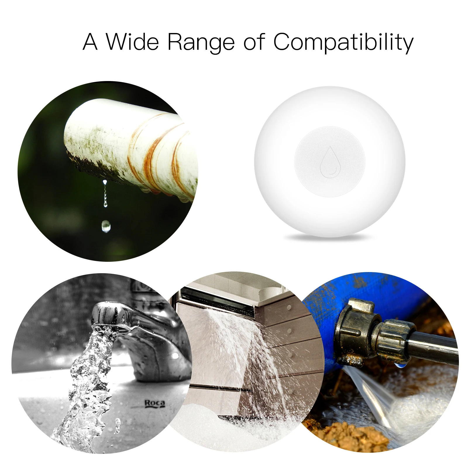 ZigBee Smart Flood Sensor Water Leakage Detector Flood Overflow Alert Security Alarm System Tuya/Smart Life App Remote Control