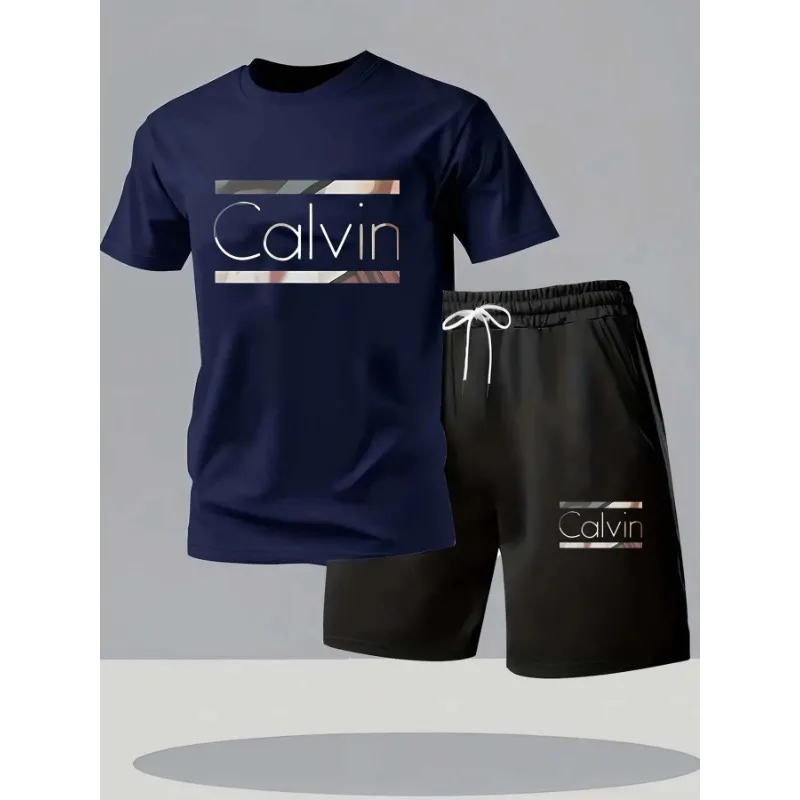 Summer casual men tracksuit set, soft skin-friendly material, loose fit perfect for daily walking, jogging and home leisure wear