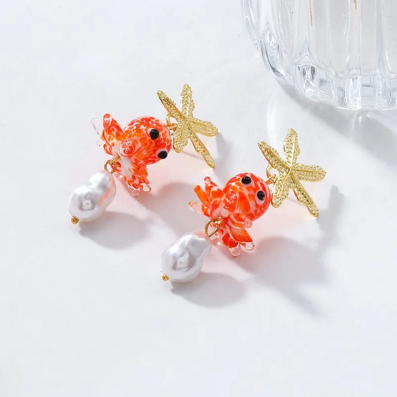 Cute Octopus Drop Earrings Marine Design Resin Copper Alloy Jewelry