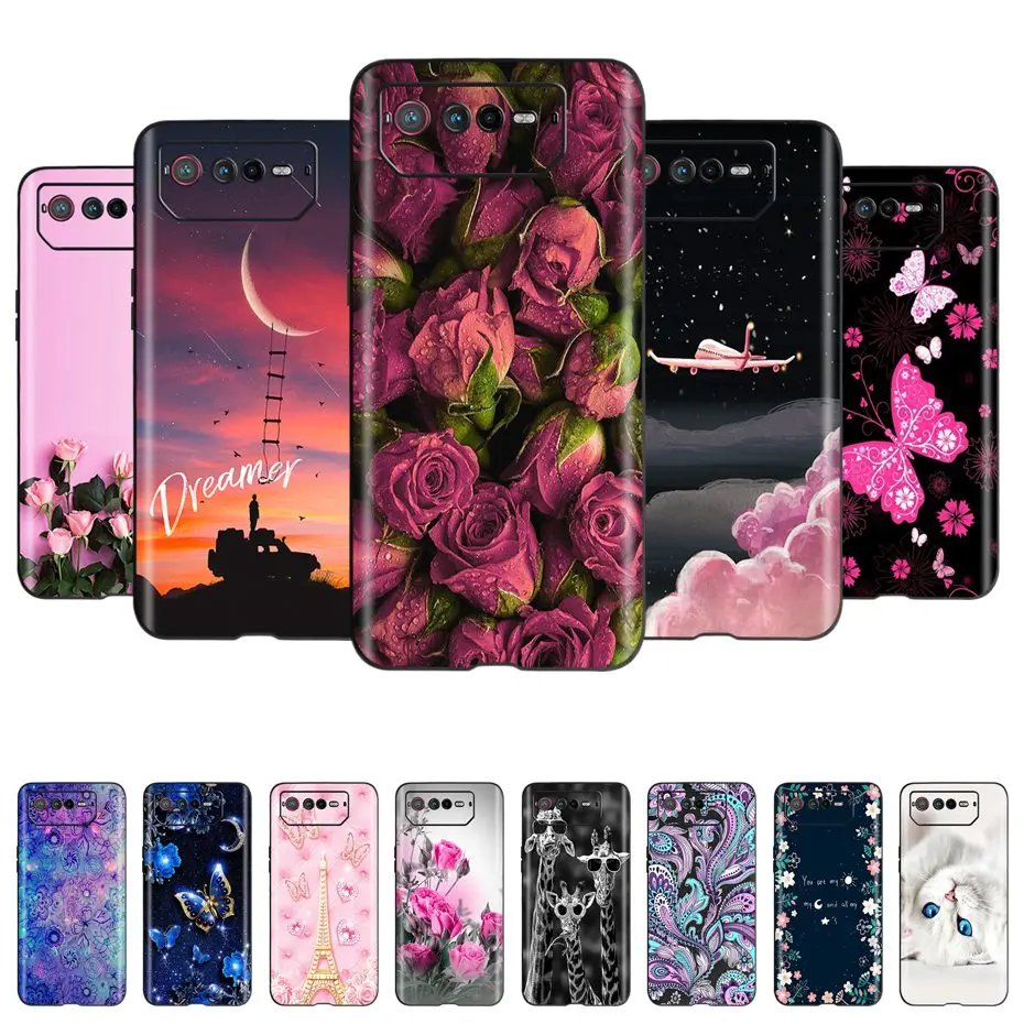 Per Asus Rog Phone 6 Case Fashion Printing Cover Posteriore In Silicone Morbido Per Asus Rog 6 Phone 6 Rog6 Black Tpu Coque