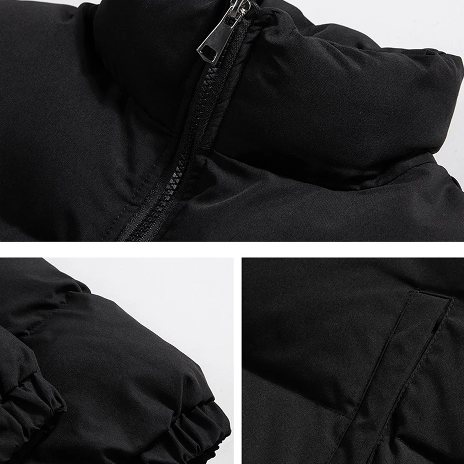 Padded Jacket Men Parkas Winter Thick Jacket Fashion Casual Solid Color Padded Coat Male Stand Collar Parkas