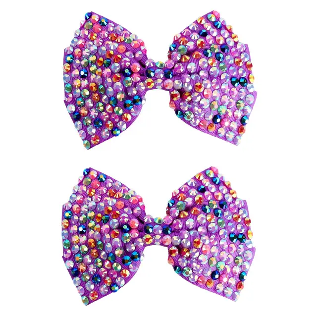 White Pearl Hair Bows With Hair Clips For Girls Kids Boutique Layers Bling Rhinestone Center Bows Hairpins Hair Accessories 2pcs 06