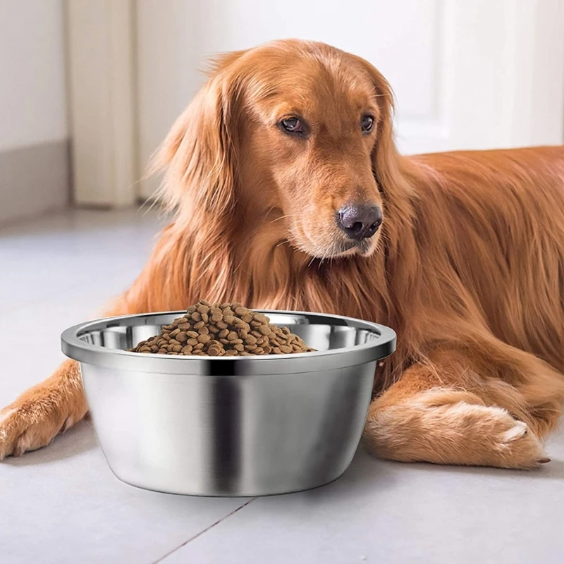 Large Stainless Steel Dog Bowls Thick Smooth Metal and Water Dishes