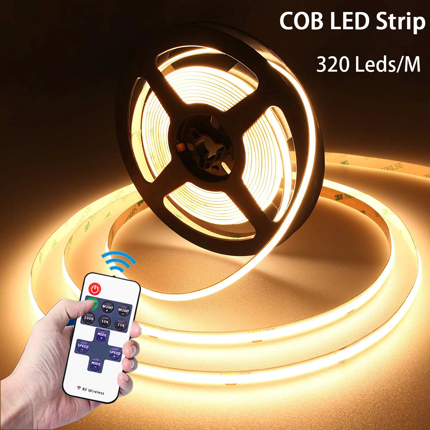 HighBrightnessCOBLedStripLightDC12VwithRFRemoteControl