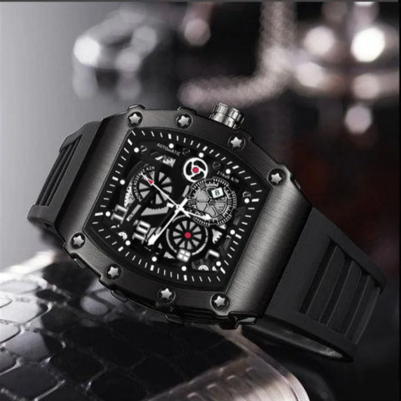 Men's Watch Sports Brand Fashion Trend Fully Automatic Quartz Wristwatch Hollow Waterproof Black Warrior Male Clock Watches - 5