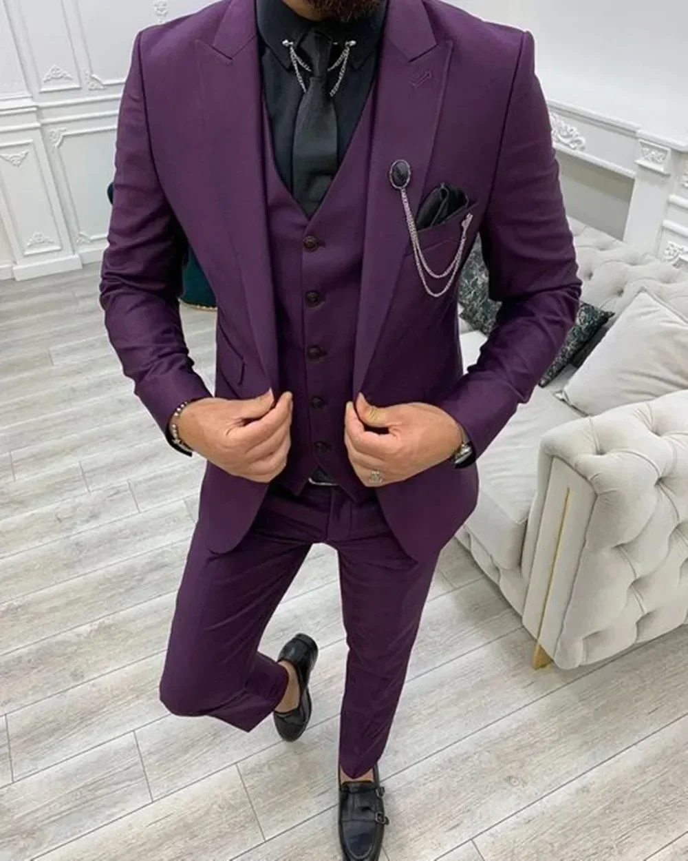 2024 Green Peak Lapel Slim Fit Men Suits 3 Pieces Tuxedos Terno Masculino Blazer Sets Groom Wedding Prom Costume Homme 3
