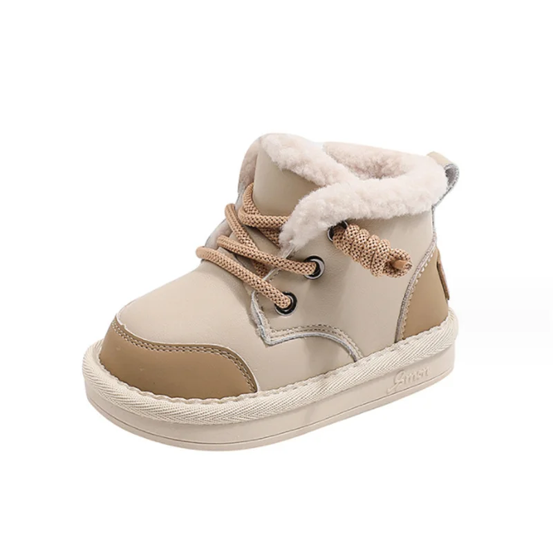 2023 Nuovo Inverno Bambino Per Ragazzi Pelle Caldo Peluche Bambine Scarpe Impermeabili Antiscivolo Moda Bambini Stivali da Neve_voghion.com