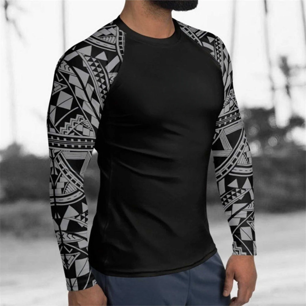 Men Rash Guard Surfing Diving Suits UV Protection Tights Rashguard Long Sleeve Swim Float Suit Swimming T Shirt Surf Clothes