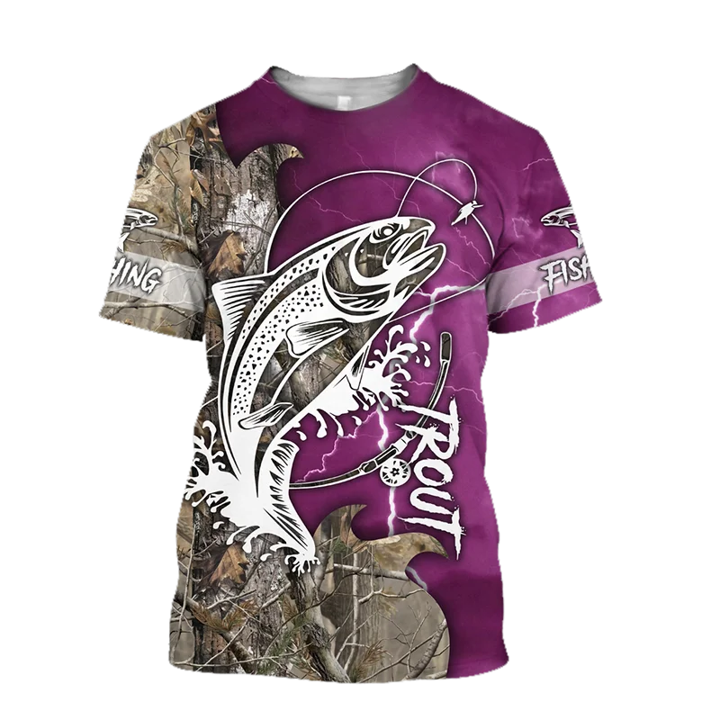 New Summer Tide Go Fishing Pattern Men T-Shirts Casual 3D Print Tees Hip  Hop Personality Round Neck Short Sleeve Tops