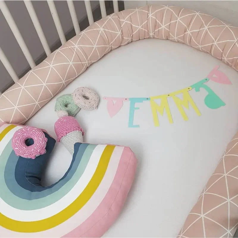 Children Room Decoration Baby Bed Fence Infant Protector Cotton Newborn Crib Bumper Kids Long Cushion Cloud Pattern Pillow crib bumper