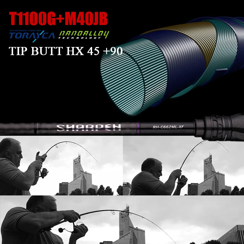 PURELURE SHARPEN Travel Soft Lure Long Spinning and Casting XF/MF Action Rods FUJI Components Bass Pike Rod Fishing Rod Reel 3