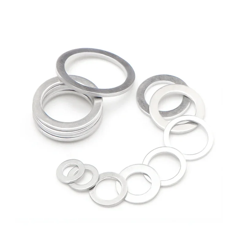Aluminum Flat Washers M4-M26 Sealing Spacers Flat Ring Gasket Gasket Plug Oil Seal Fittings for Oil/Water/Fuel Connections 50Pcs