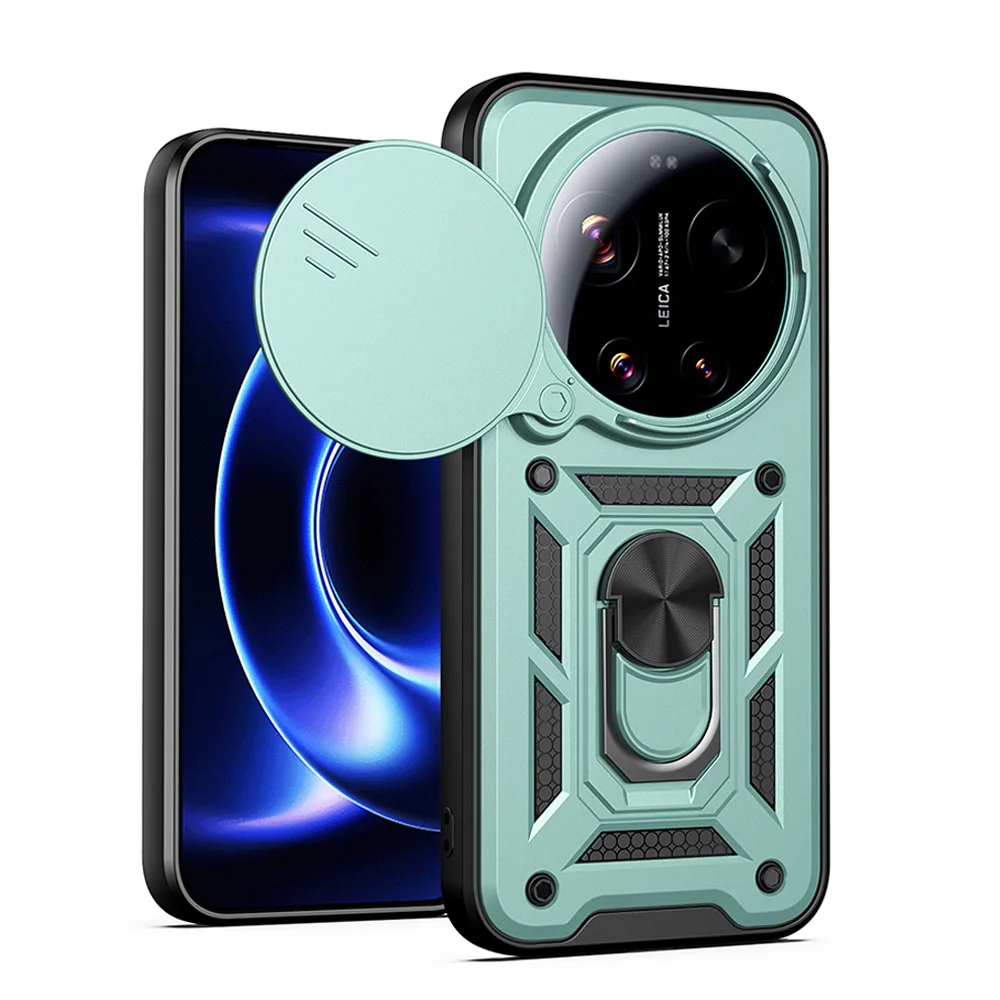 Enhanced Armor Case with Slide Camera Lens Protection and Ring Stand Cover