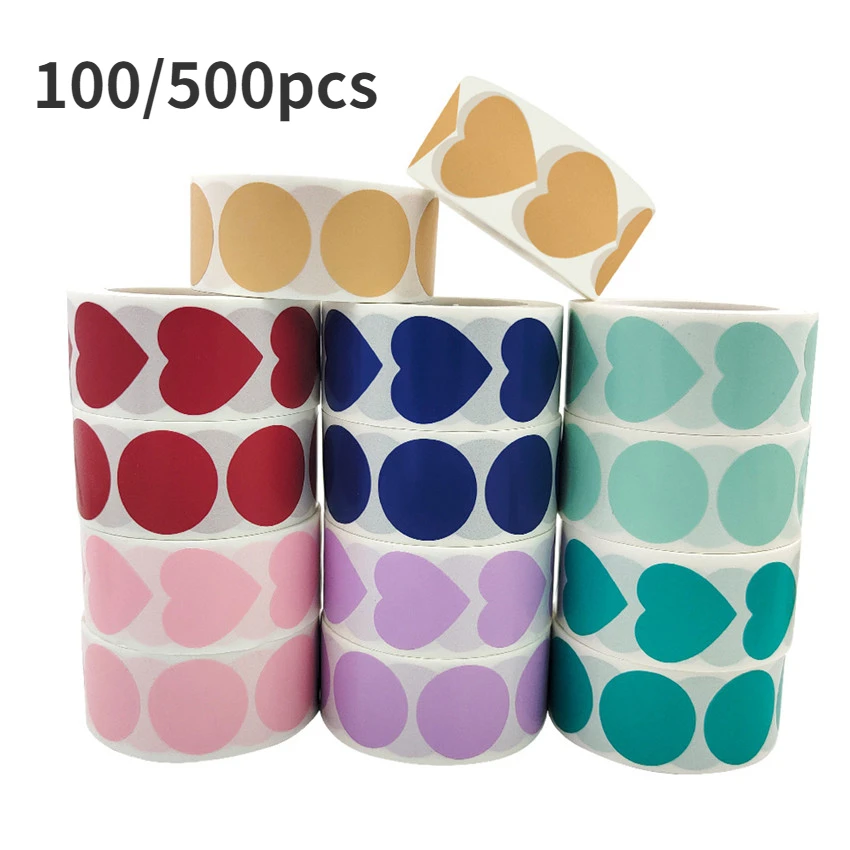 Decorative Stickers Decorative Labels Stickers Stationery Stickers Self Adhesive Stickers Adhesive Stickers Cartoon Stickers Cartoon Sticker Paper Stickers Custom Stickers 100/500Pcs Colorful Round/Heart Shape Stickers For Kids Reward Sticker Coding Dots Label Valentine's Day Love Sticker Gift decor