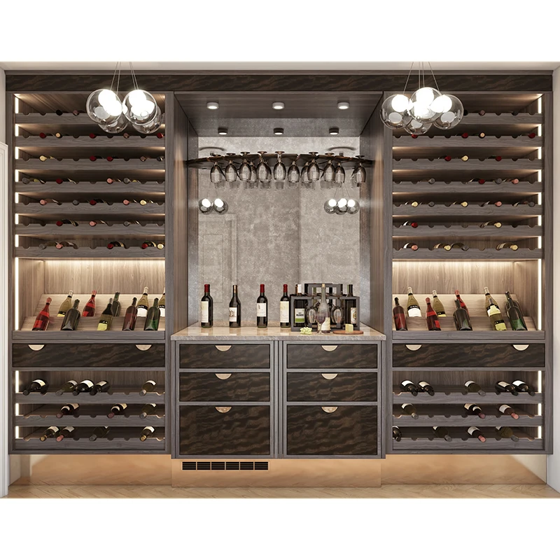 Luxury Living Room Wine Furniture Home Bar Cabinet Glass Wine Display Cabinet